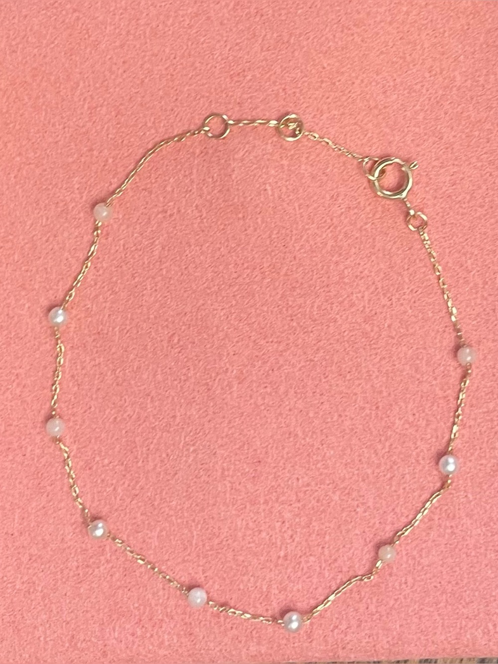 LA KAISER 14kt Solid Gold Ombre Pearl & Opal Bracelet 6” + 1" Extender